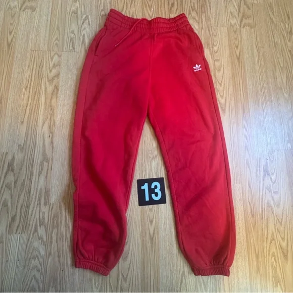 Men’s Adidas Red Jogger Pants SMALL - Picture 1 of 4